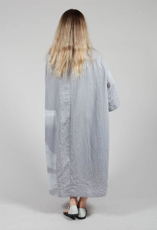 Oversized Dress with Three Quarter Length Sleeves in Grey Print