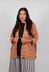 Cropped Open Front Jacket in Brown Stripe