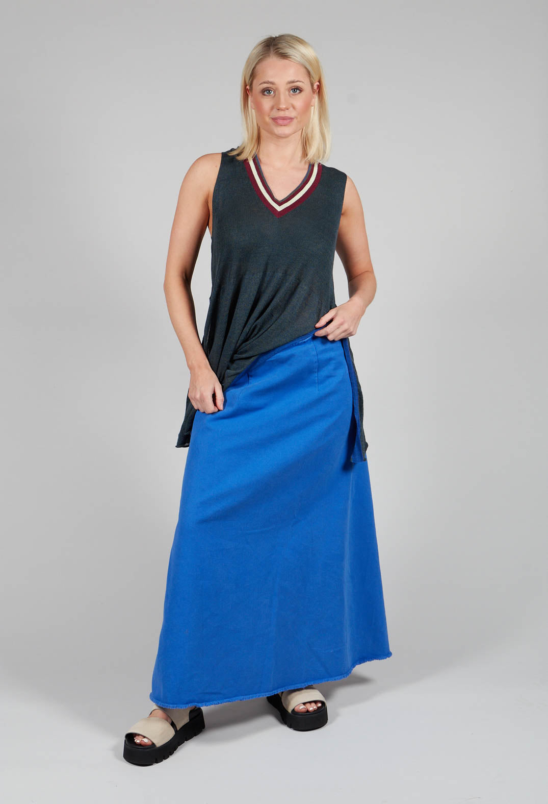 Overlap Twill Skirt in Amparo Blue