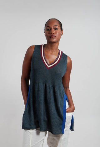 V Neck Vest in Laurel Oak and Jet Set