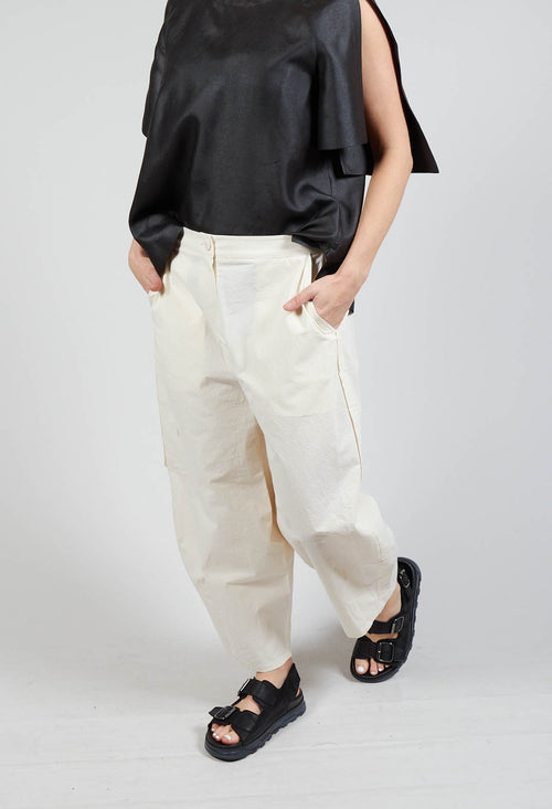 Wide Leg Cropped Trousers in Cream