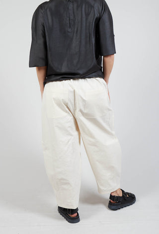 Wide Leg Cropped Trousers in Cream
