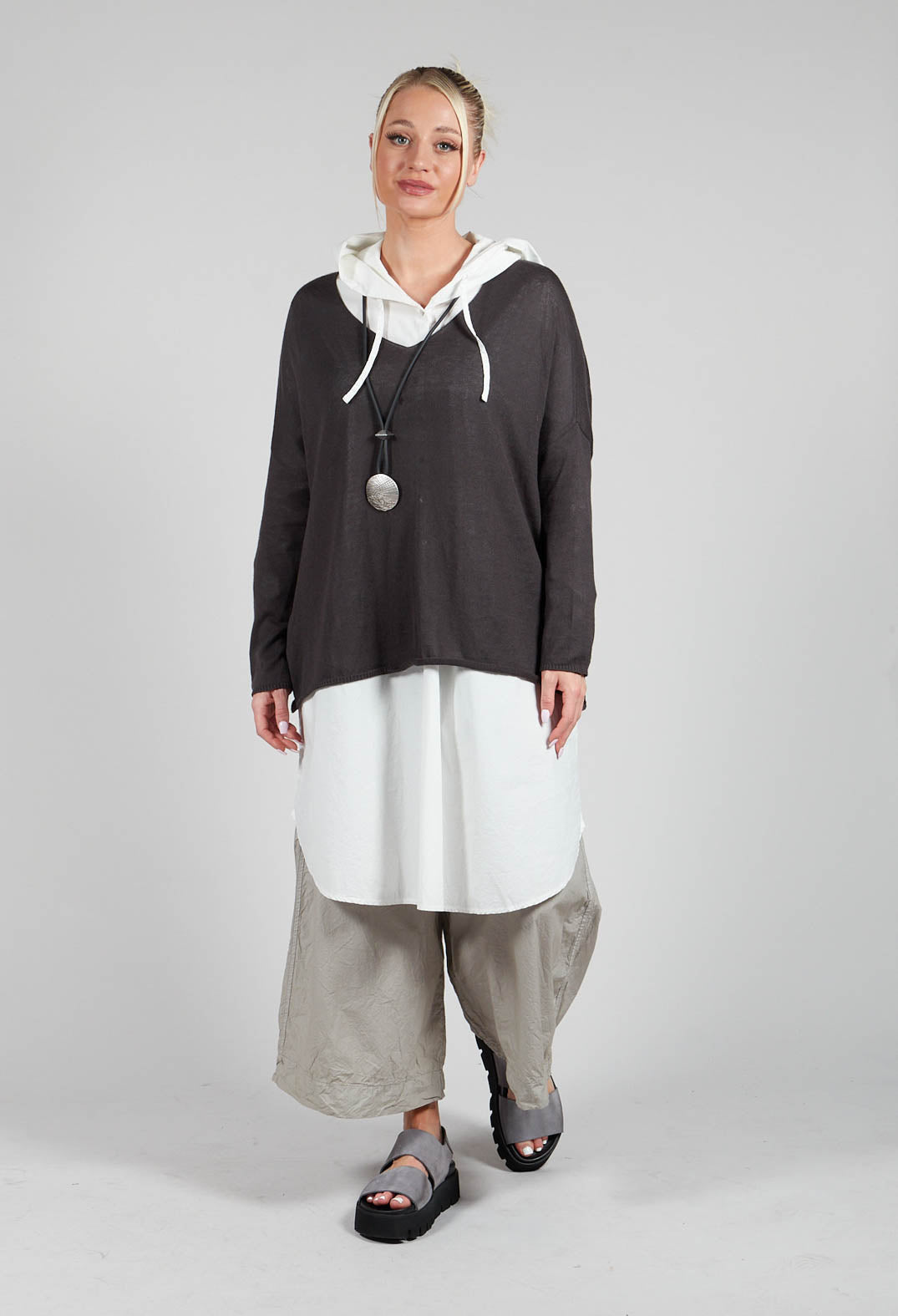 Long Hooded Shirt in Milk