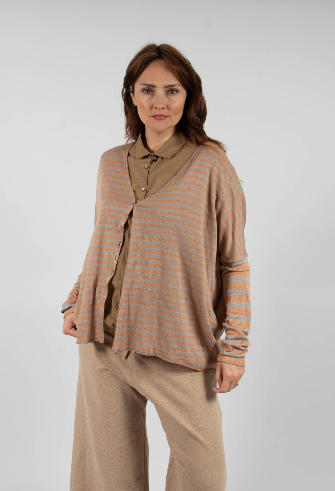 Striped Cardigan in Pottery