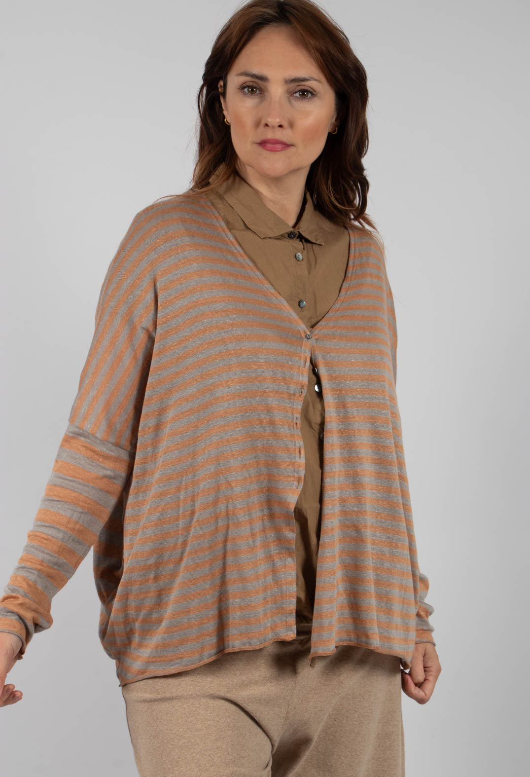 Striped Cardigan in Pottery