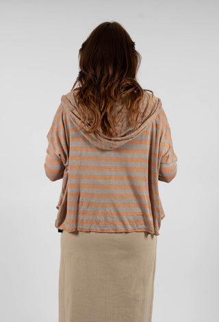 Striped Hooded Cardigan in Pottery