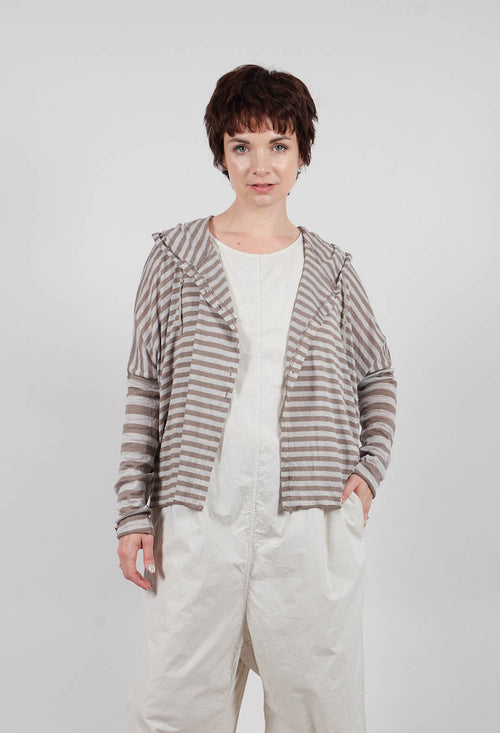 Striped Hooded Cardigan in Green