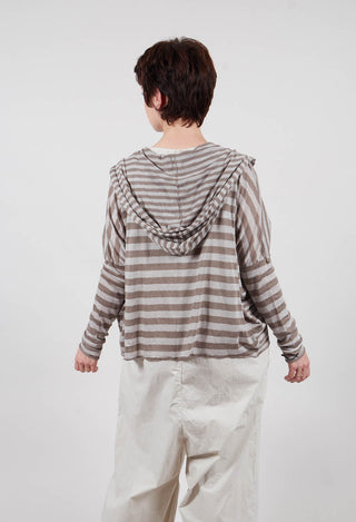 Striped Hooded Cardigan in Green