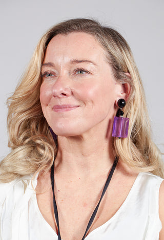 Rectangular Shaped Earrings in Purple