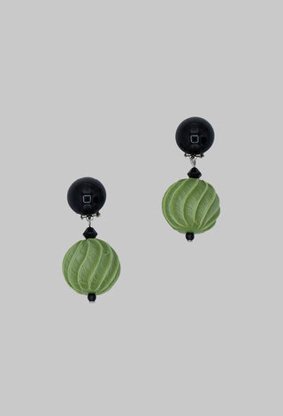 Small Helical Ball Earrings in Green