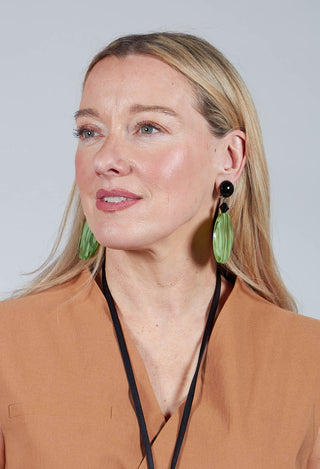 Large Circular Pendant Earrings in Green