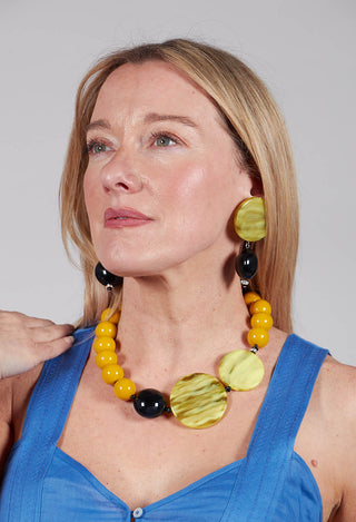 Double Part Circular Earrings in Lime