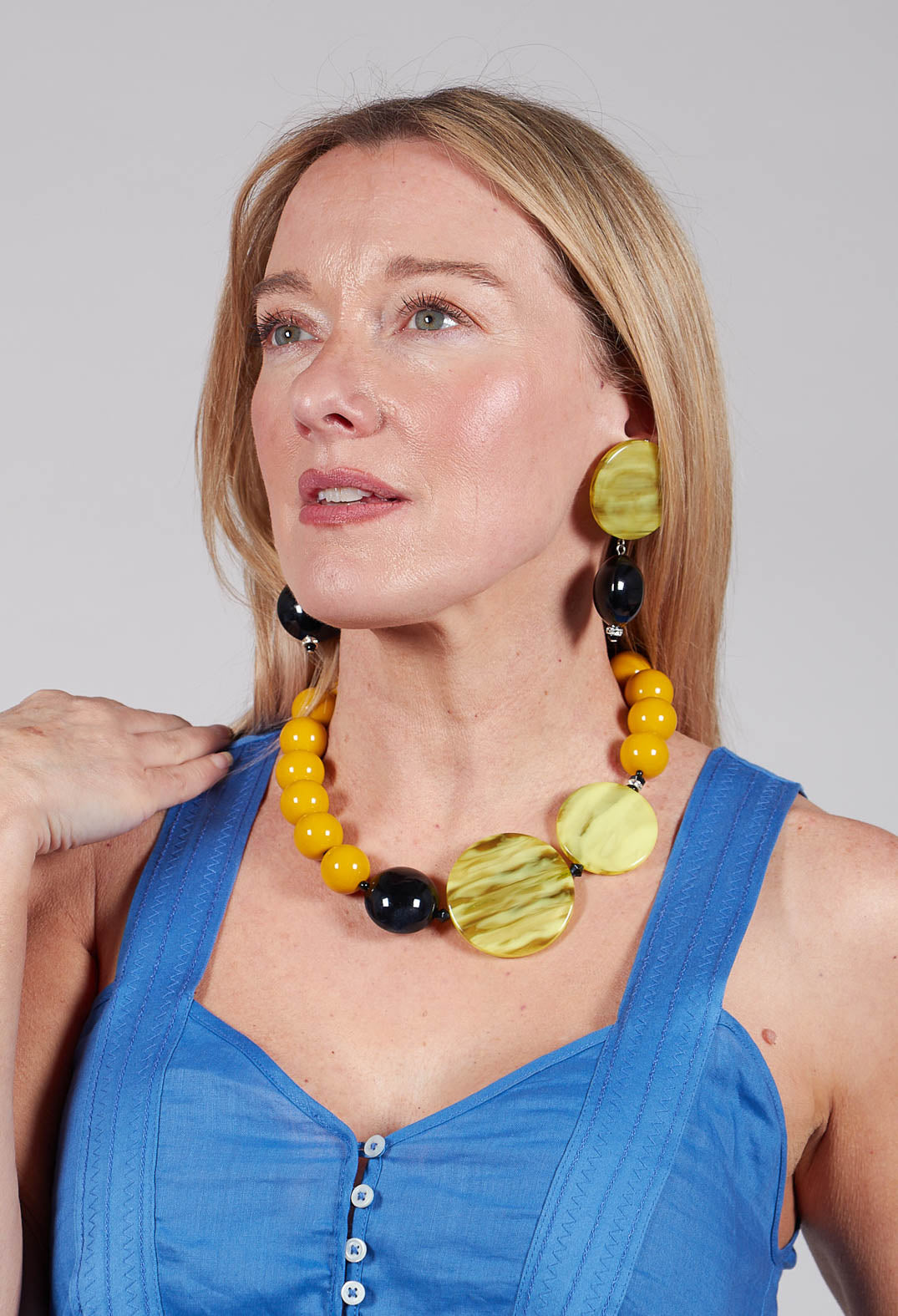 Double Part Circular Earrings in Lime