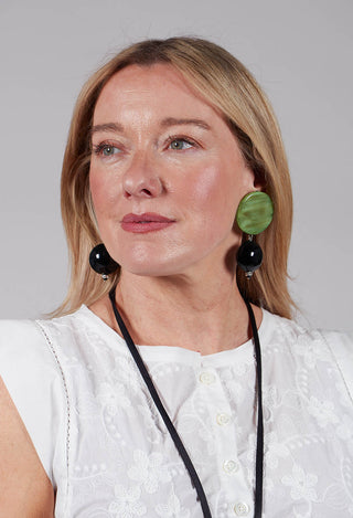 Double Part Circular Earrings in Green