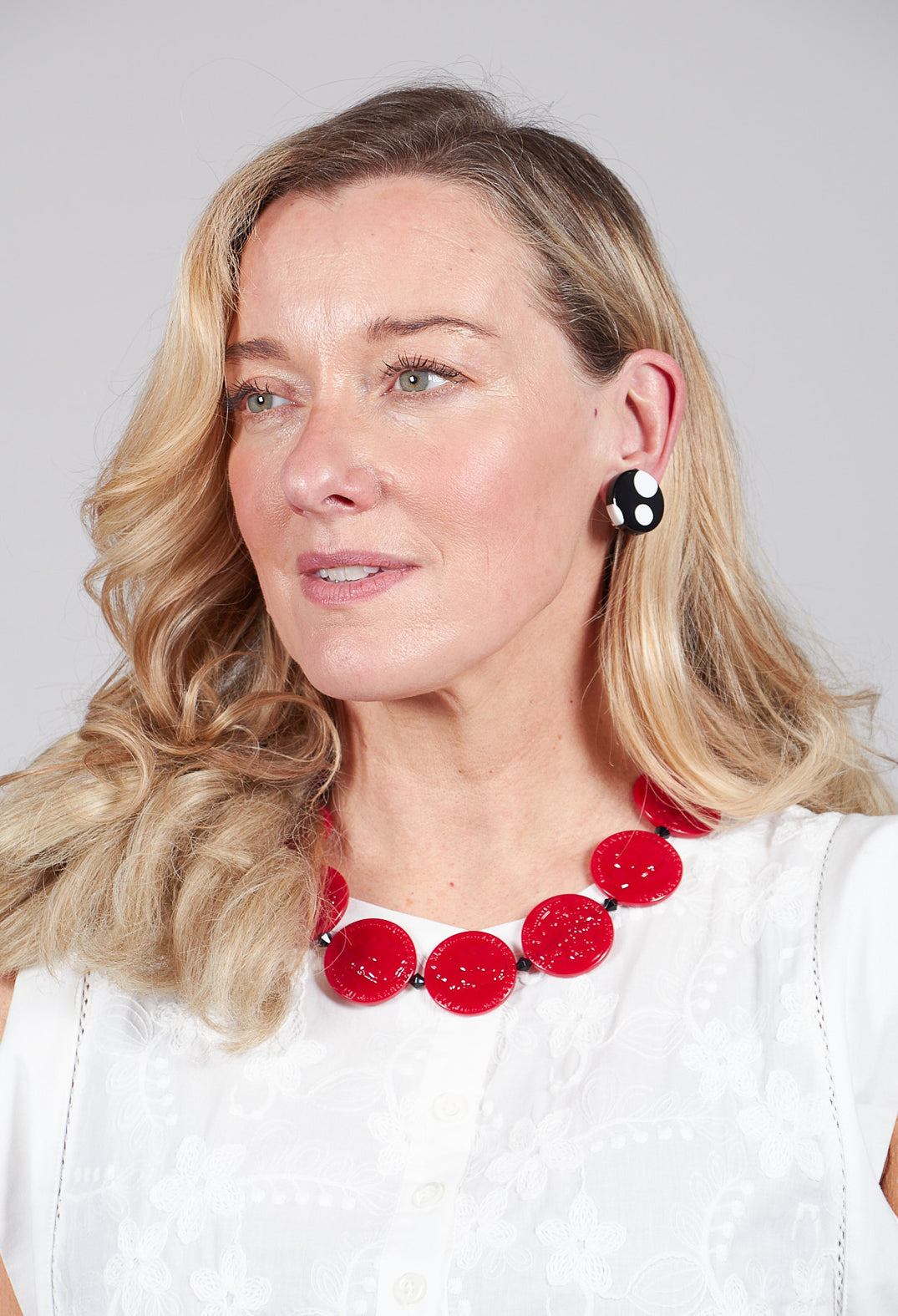 Small Circular Dot Earrings in Black and White