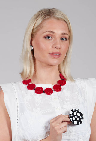 Large Circular Dot Brooch in Black and White