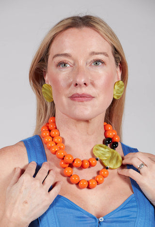 Double Strand Necklace in Orange and Lime