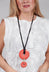 Adjustable Necklace with Ring Shaped Pendant in Coral