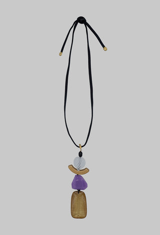 Adjustable Necklace with Long Drop Pendant in Purple