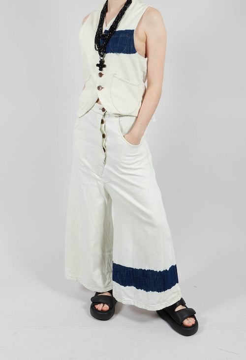 Wide Leg Flared Jeans in Off White