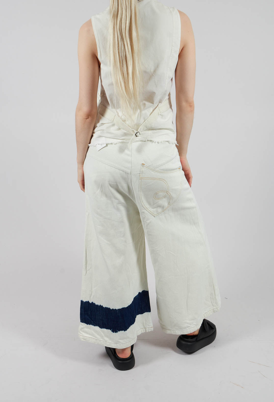 Wide Leg Flared Jeans in Off White