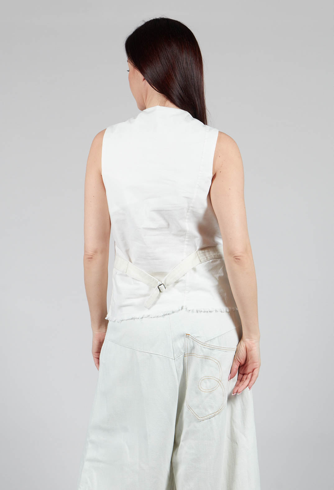 Button Through Waistcoat in Off White