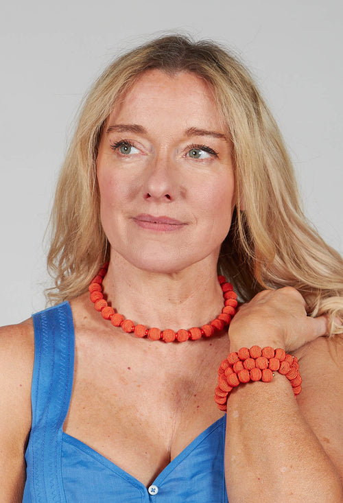 Coral Springwire Woven Ball Necklace