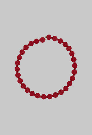 Red Springwire Woven Ball Necklace