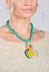 Beaded Necklace in Aqua and Mustard