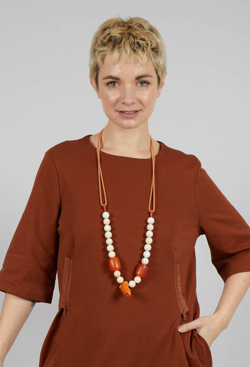 Multistrand Necklace with Large Beads in White and Orange