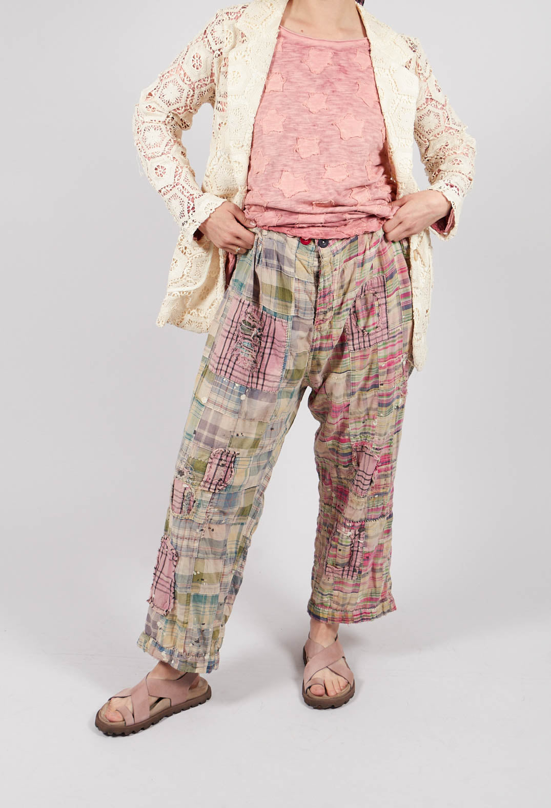 Patchwork Charmie Trousers in Madras Pink