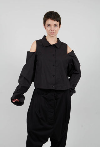 Dansholmen Shirt with Cut Out Shoulders in Black