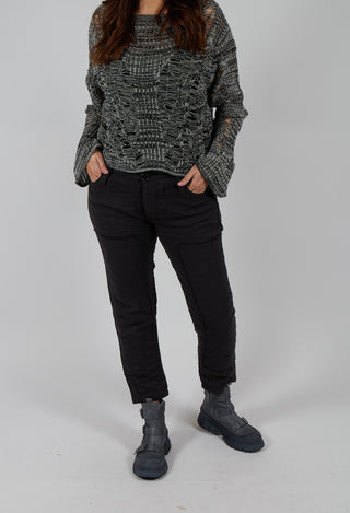 Karingo Trousers with Stitched Panels in Black