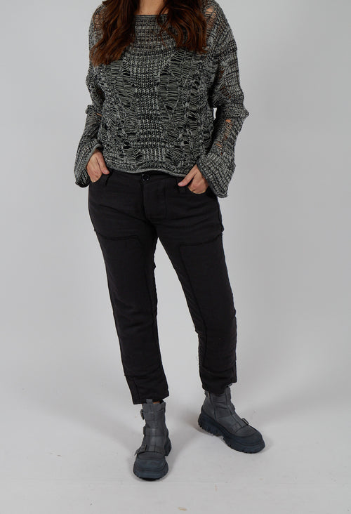 Karingo Trousers with Stitched Panels in Black