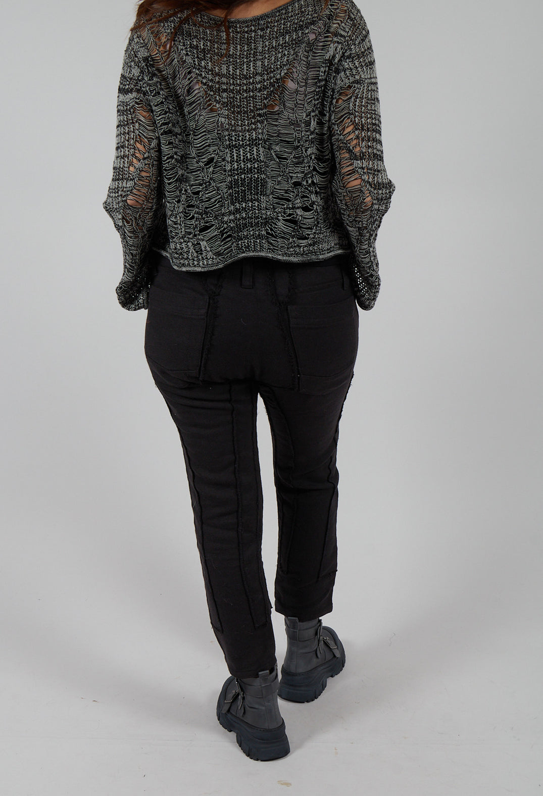 Karingo Trousers with Stitched Panels in Black