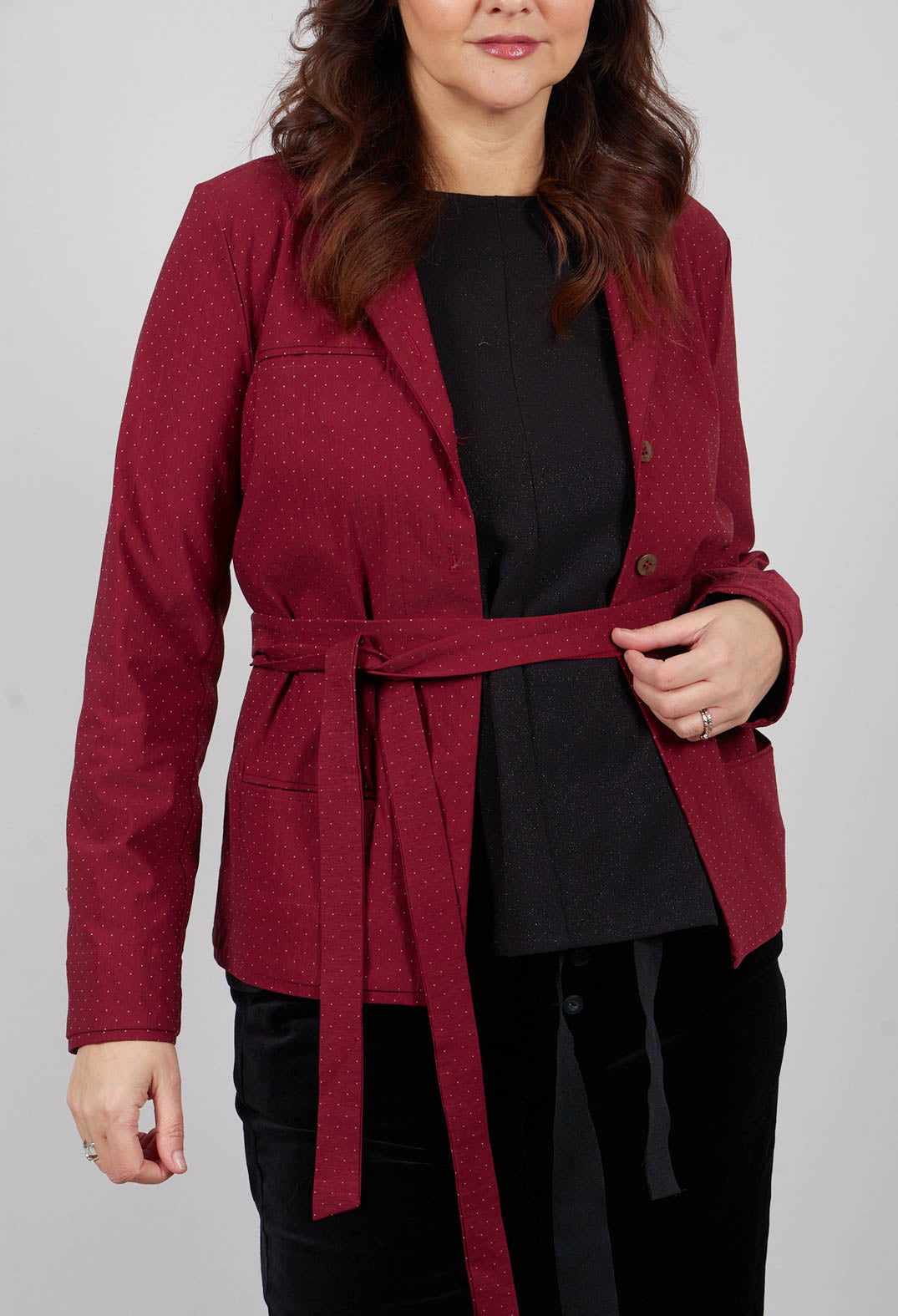 Long Sleeved Polka Dot Jacket in Red