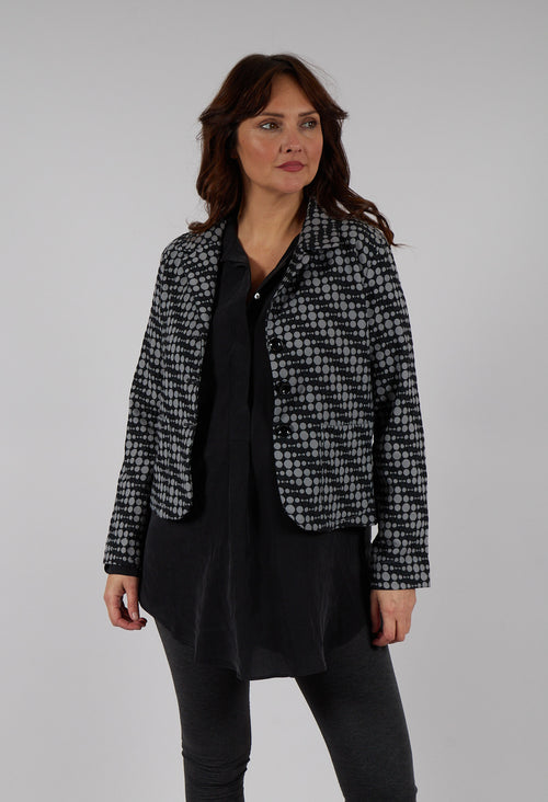 Spotty Jacquard Short Jacket with Button Front in Silver