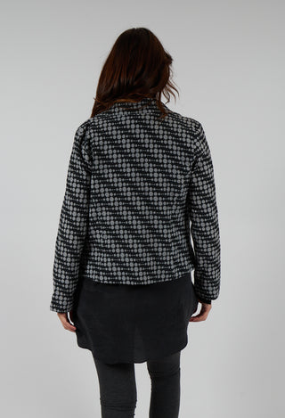 Spotty Jacquard Short Jacket with Button Front in Silver