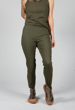 Skinny Leg Trousers With Elasticated Waist in Olive