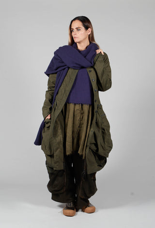 Long Overcoat with Statement Pockets in Olive Cloud