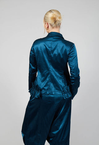 Satin Jacket with Ruffle Detail in Ink