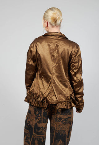 Satin Jacket with Ruffle Detail in Bronze