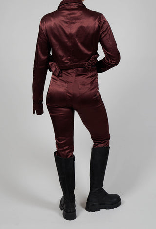 Satin Skinny Fit Trousers in Wood