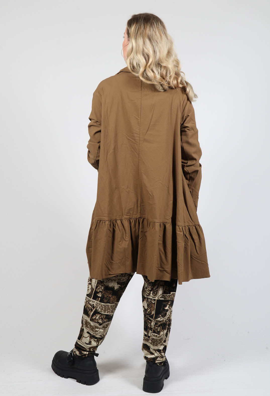 Jacket with High Low Peplum Hem in Bronze