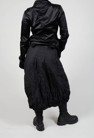 Textured Skirt with Bubble Hem in Black