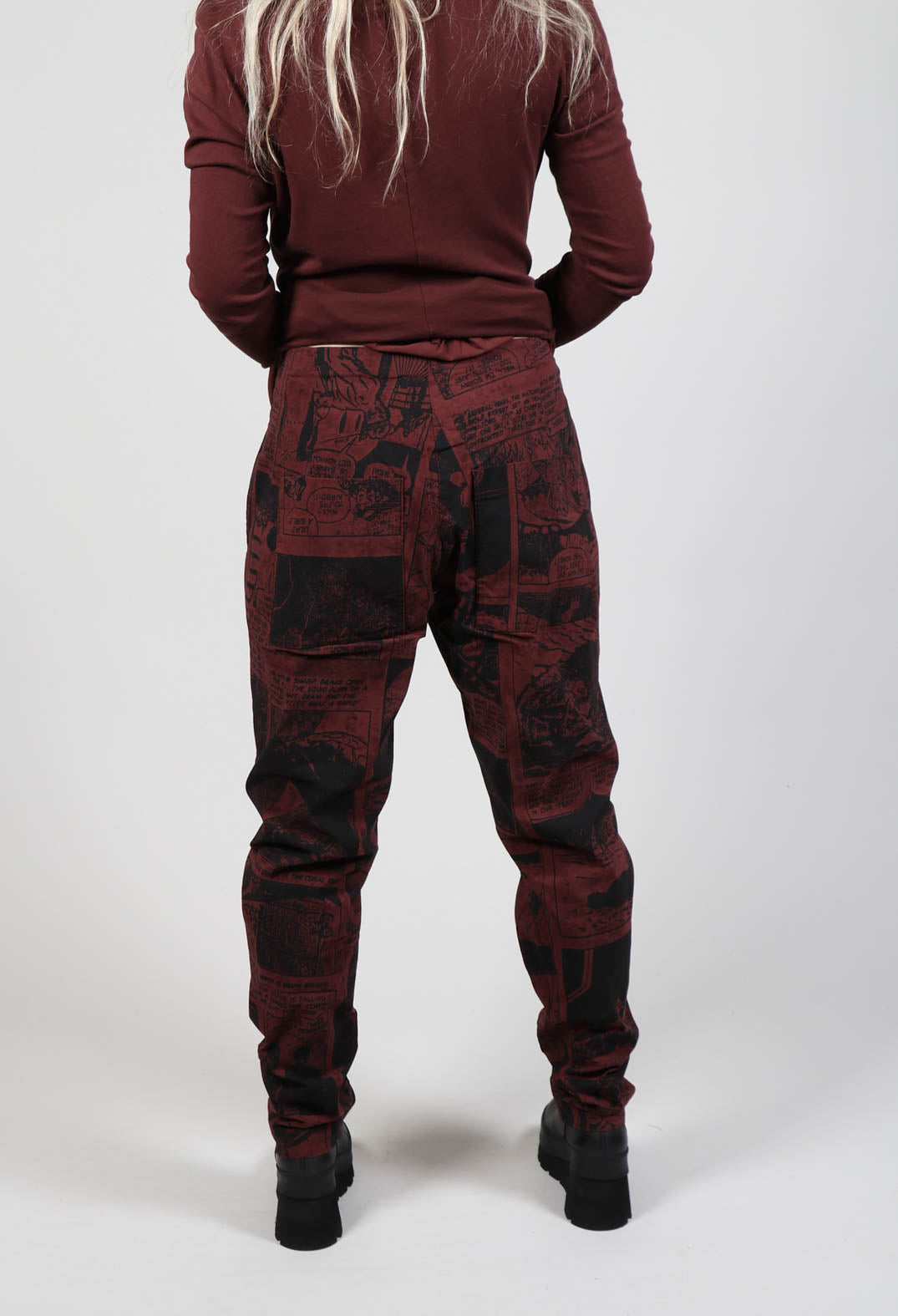 Pull On Slim Fit Trousers in Wood Comic