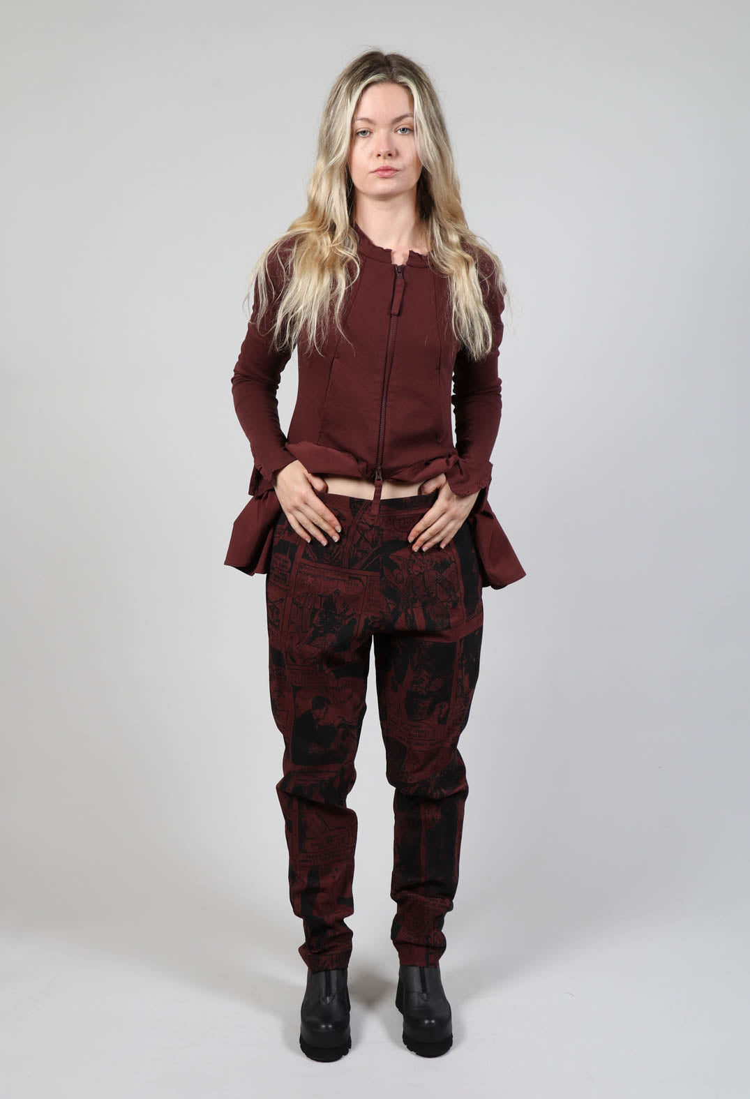 Pull On Slim Fit Trousers in Wood Comic