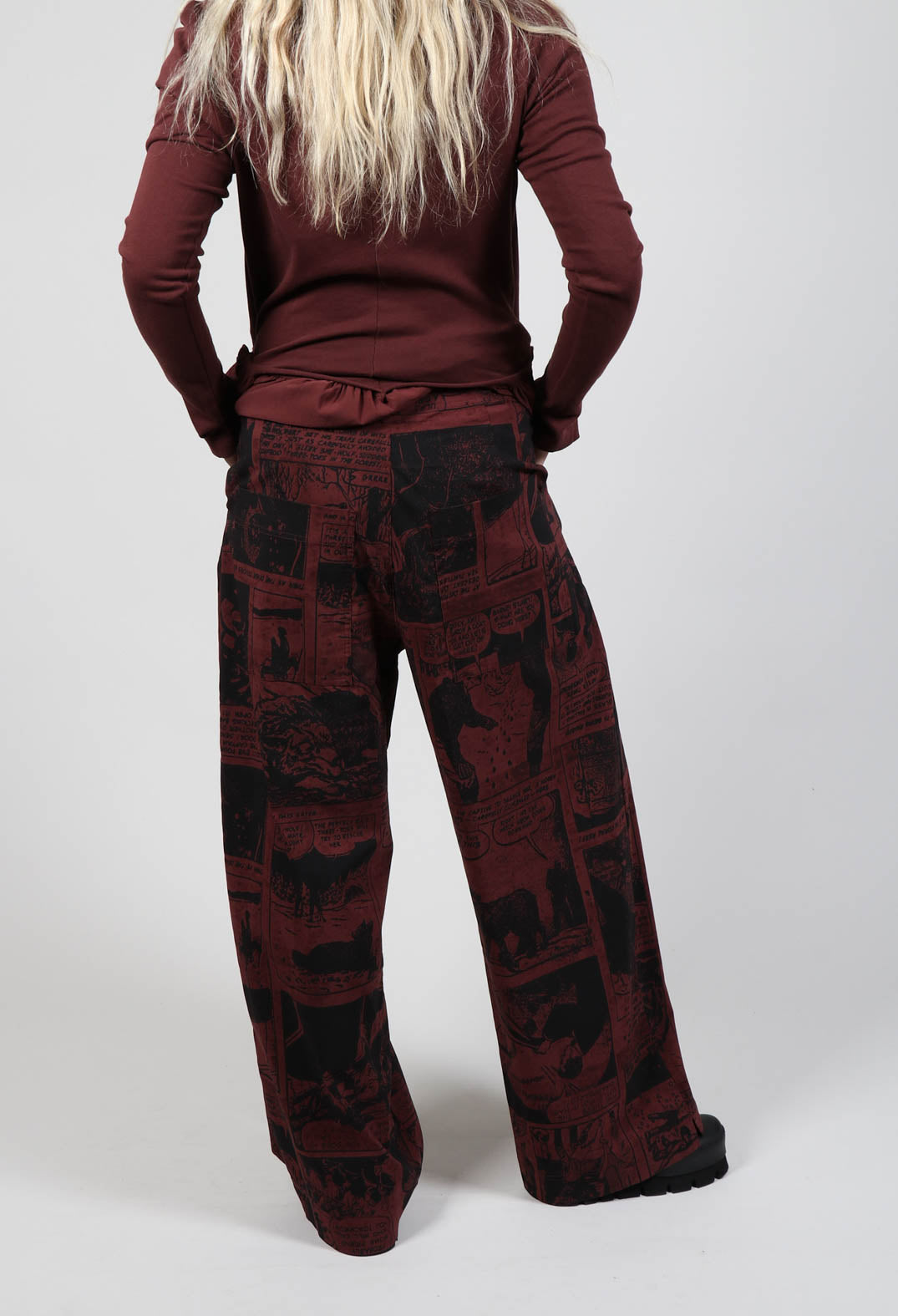 Pull On Relaxed Fit Trousers in Wood Comic