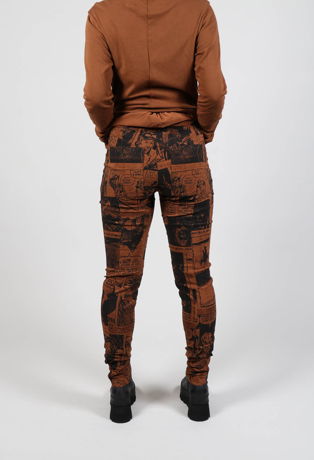 Pull On Skinny Fit Trousers in Brick Comic