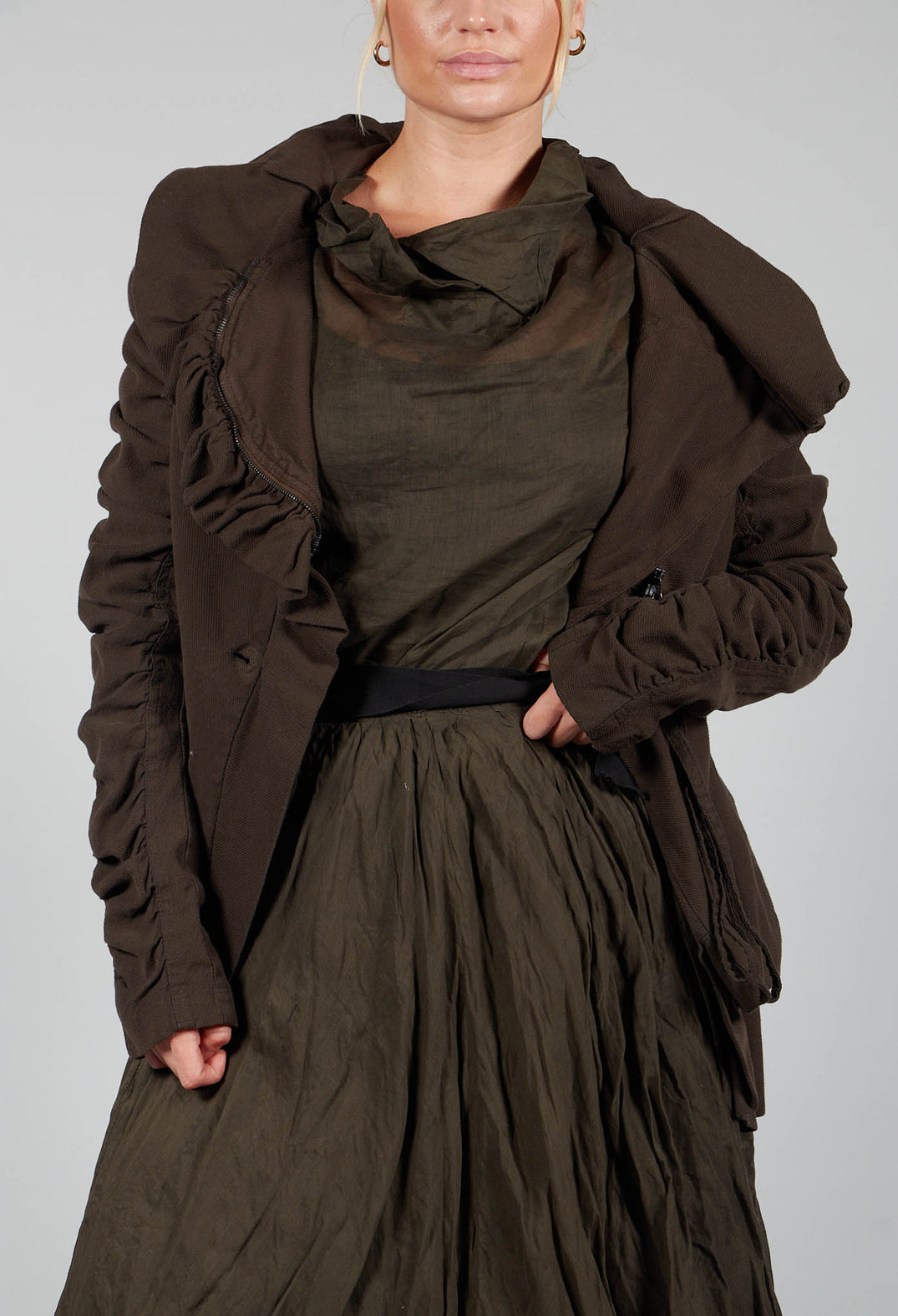 Ruched Detail Jacket in Kaffee